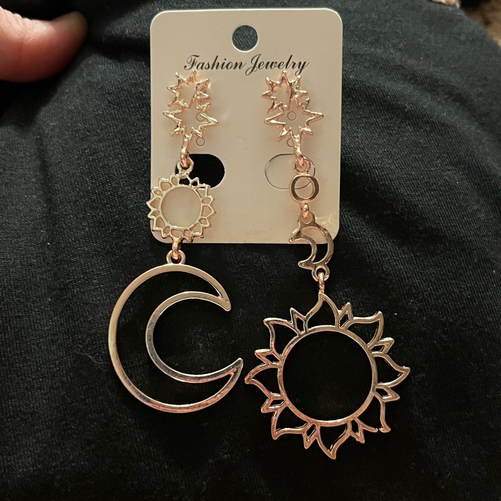 Celestial rose gold dangle Earrings